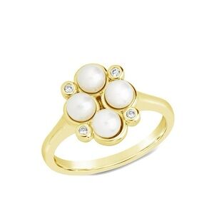 NWT Sterling Cosetta Forever Pearl and CZ Cluster Ring